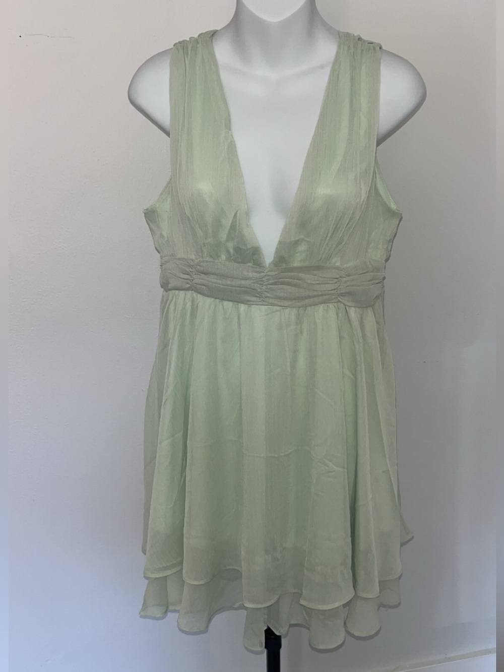 Love Tree Light Sage Sleeveless V-Neck Mini Dress